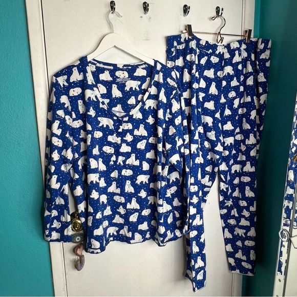 sleep sense Intimates & Sleepwear Sleepsense Royal Blue With White Polar Bears Pajamas Set